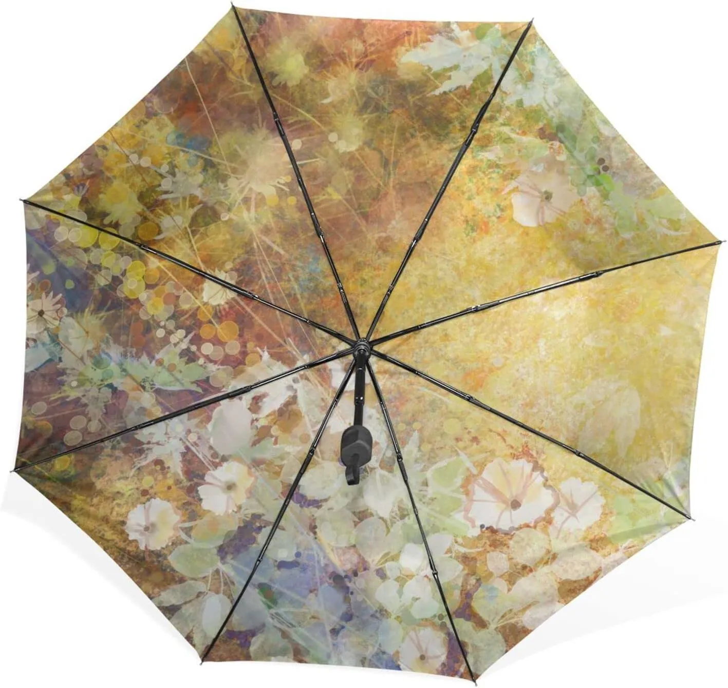 Poeticcity Rain Travel Umbrella, Hand Open Close Windproof Waterproof Folding Umbrella, Compact Canopy Strong Ray Parasol Umbrella