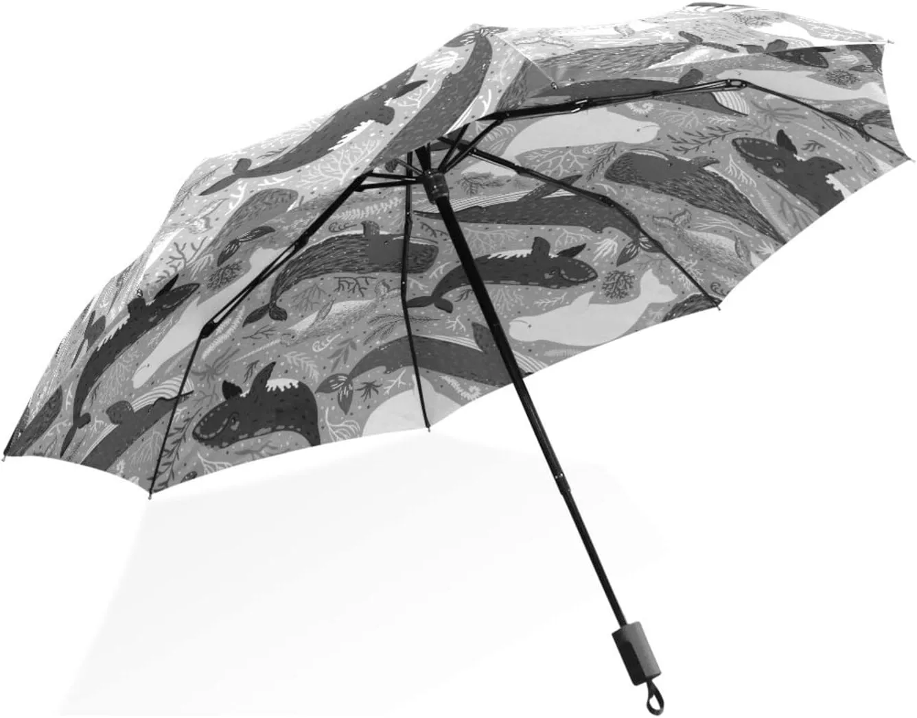 Poeticcity Rain Travel Umbrella, Hand Open Close Windproof Waterproof Folding Umbrella, Compact Canopy Strong Ray Parasol Umbrella