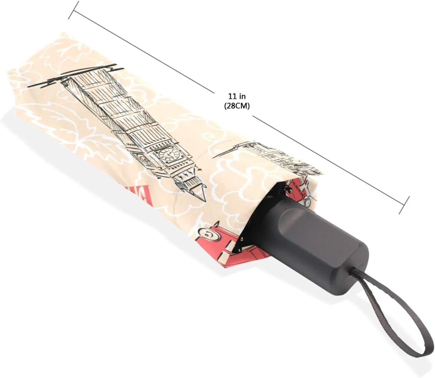 Poeticcity Rain Travel Umbrella, Hand Open Close Windproof Waterproof Folding Umbrella, Compact Canopy Strong Ray Parasol Umbrella