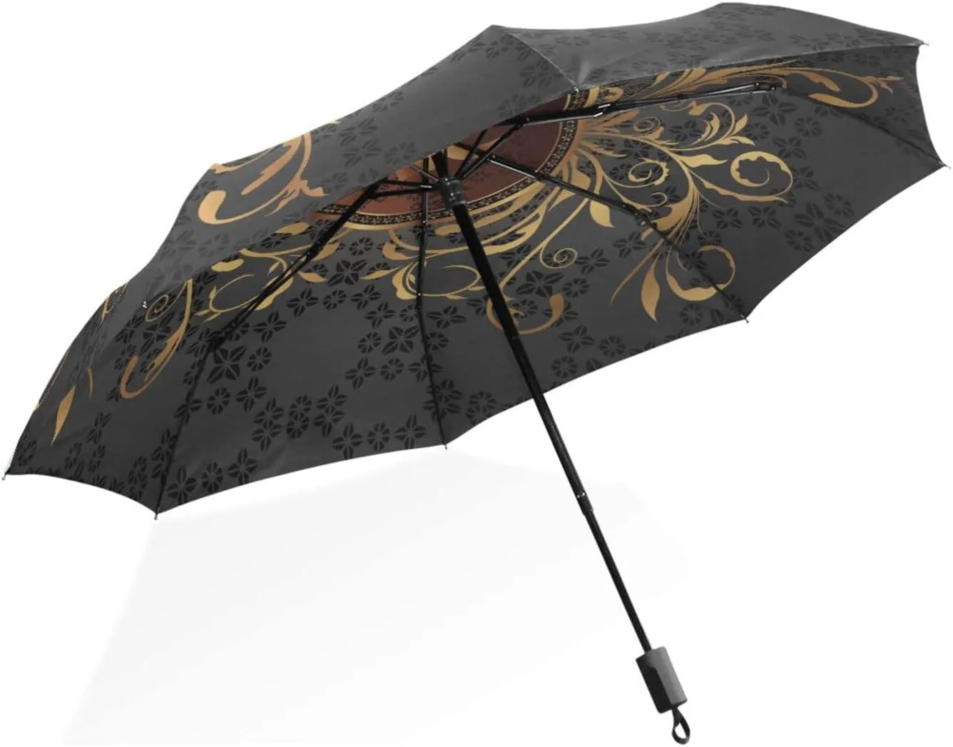 Poeticcity Rain Travel Umbrella, Hand Open Close Windproof Waterproof Folding Umbrella, Compact Canopy Strong Ray Parasol Umbrella