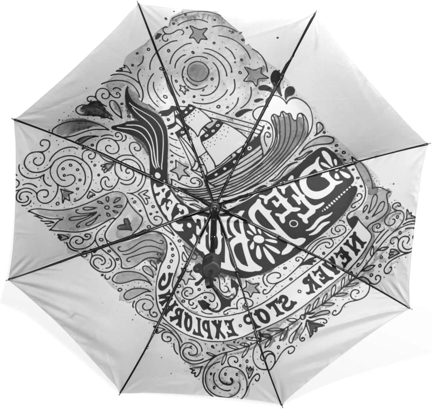 Poeticcity Rain Travel Umbrella, Hand Open Close Windproof Waterproof Folding Umbrella, Compact Canopy Strong Ray Parasol Umbrella
