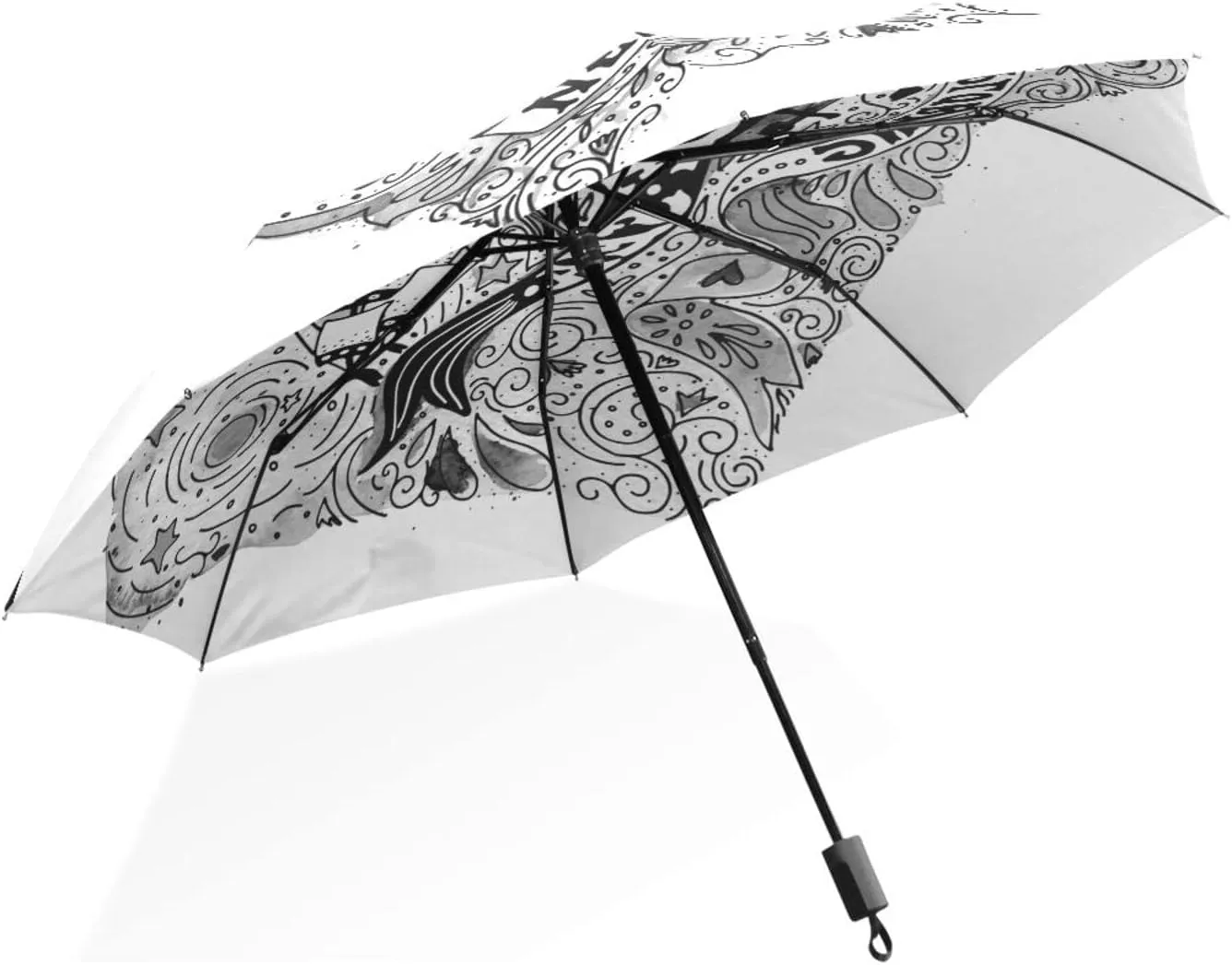 Poeticcity Rain Travel Umbrella, Hand Open Close Windproof Waterproof Folding Umbrella, Compact Canopy Strong Ray Parasol Umbrella