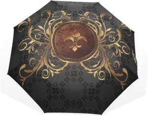 Poeticcity Rain Travel Umbrella, Hand Open Close Windproof Waterproof Folding Umbrella, Compact Canopy Strong Ray Parasol Umbrella