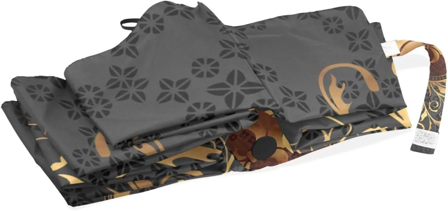 Poeticcity Rain Travel Umbrella, Hand Open Close Windproof Waterproof Folding Umbrella, Compact Canopy Strong Ray Parasol Umbrella