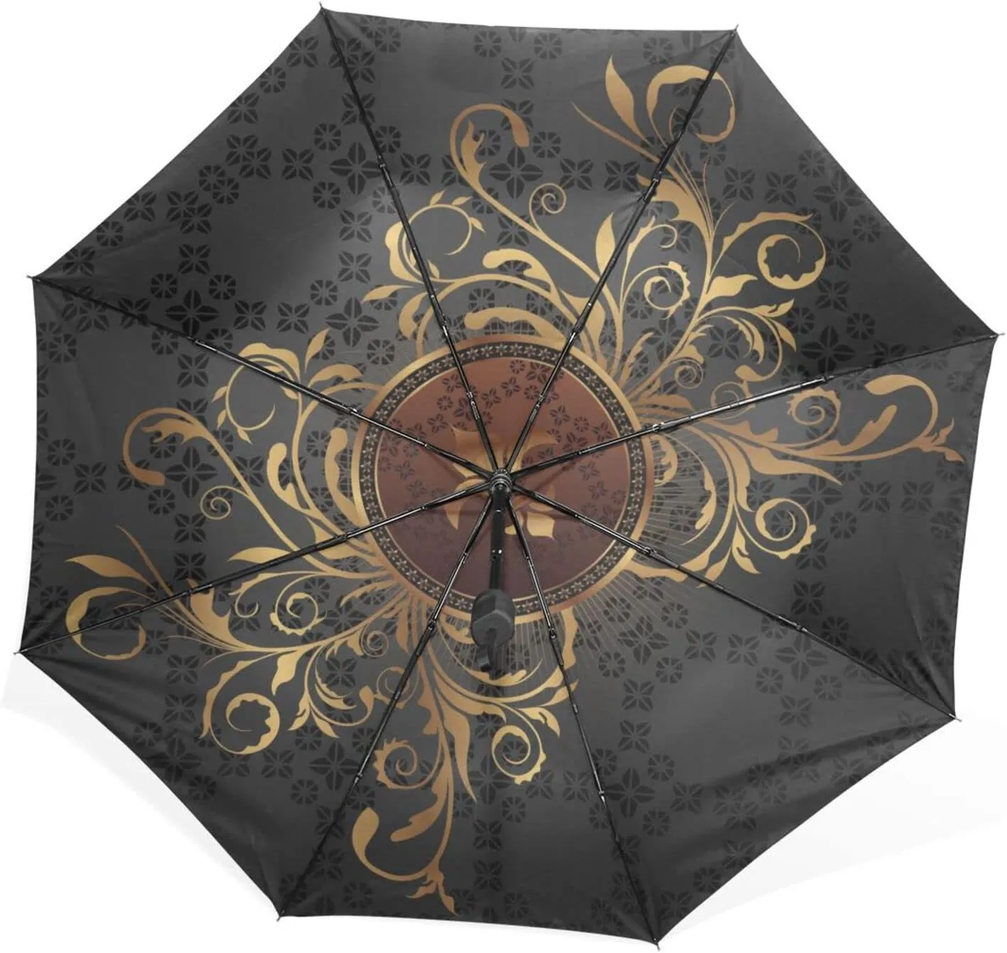 Poeticcity Rain Travel Umbrella, Hand Open Close Windproof Waterproof Folding Umbrella, Compact Canopy Strong Ray Parasol Umbrella