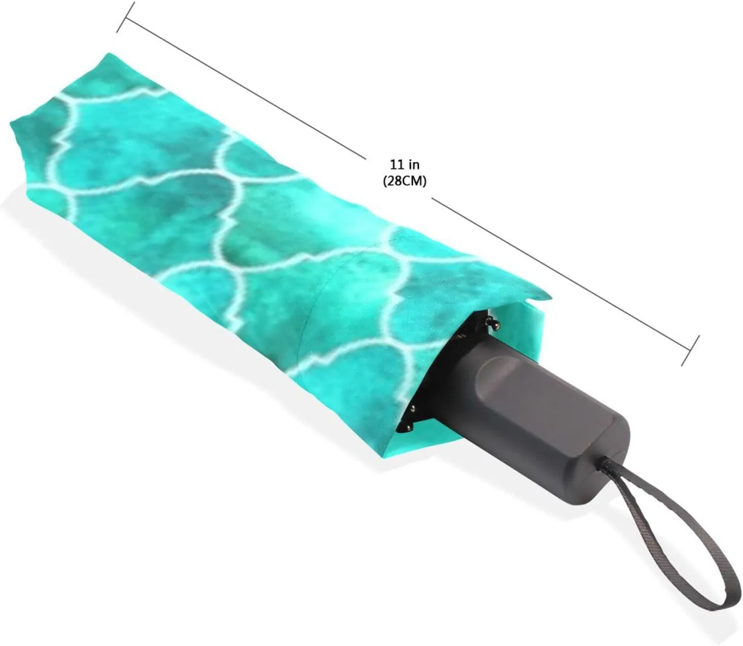 Poeticcity Travel Umbrella, Hand Open Close Windproof Waterproof Folding Umbrella, Black Tape Compact Canopy Strong Anti UV Ray Parasol