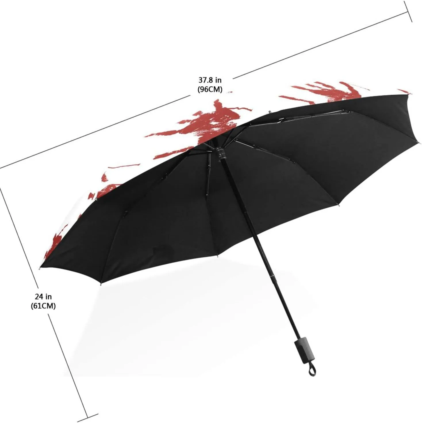 Poeticcity Travel Umbrella, Hand Open Close Windproof Waterproof Folding Umbrella, Black Tape Compact Canopy Strong Anti UV Ray Parasol