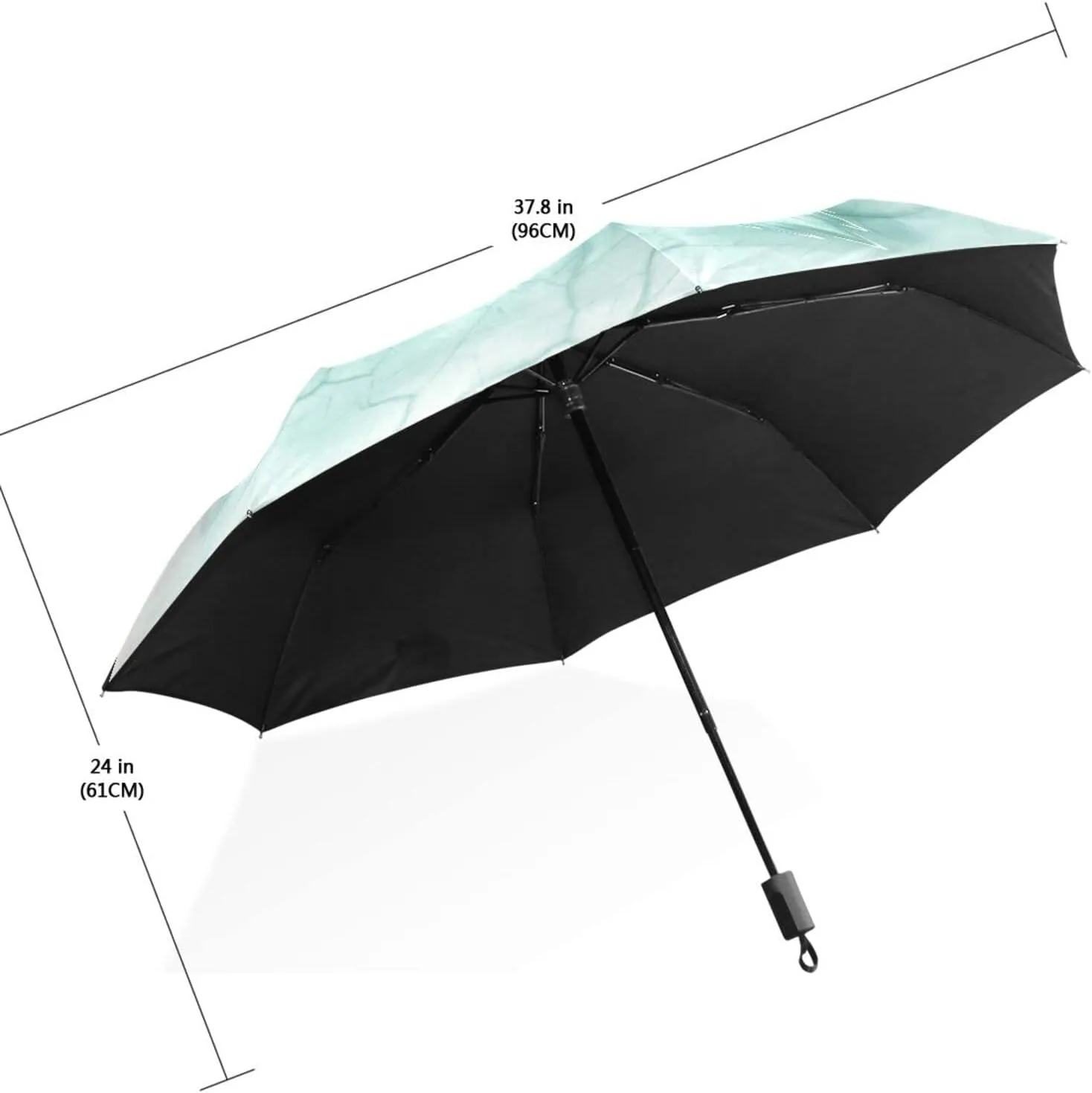 Poeticcity Travel Umbrella, Hand Open Close Windproof Waterproof Folding Umbrella, Black Tape Compact Canopy Strong Anti UV Ray Parasol