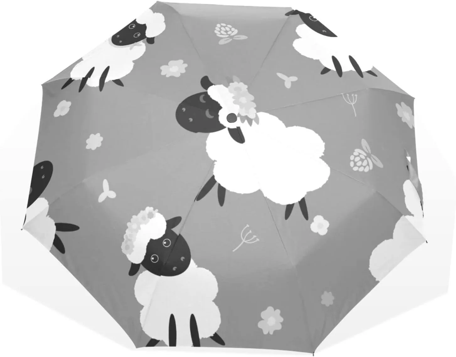 Poeticcity Travel Umbrella, Hand Open Close Windproof Waterproof Folding Umbrella, Black Tape Compact Canopy Strong Anti UV Ray Parasol