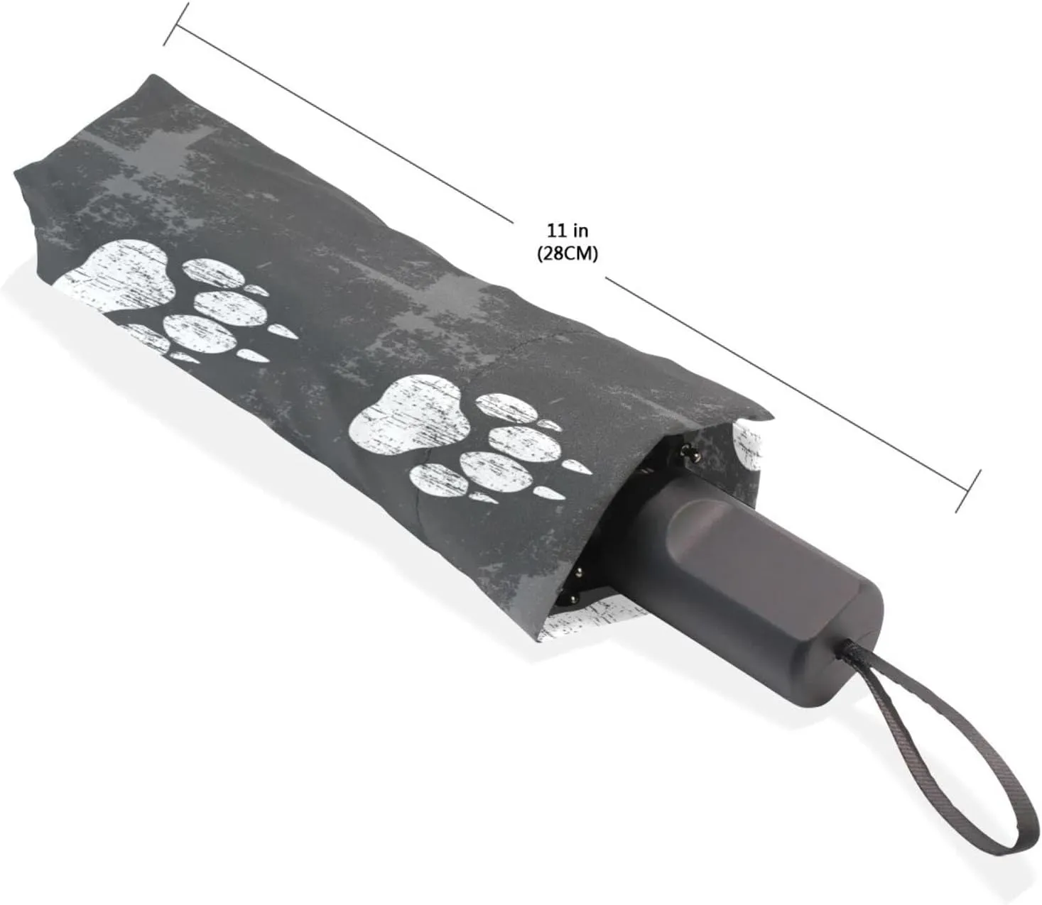 Poeticcity Travel Umbrella, Hand Open Close Windproof Waterproof Folding Umbrella, Black Tape Compact Canopy Strong Anti UV Ray Parasol