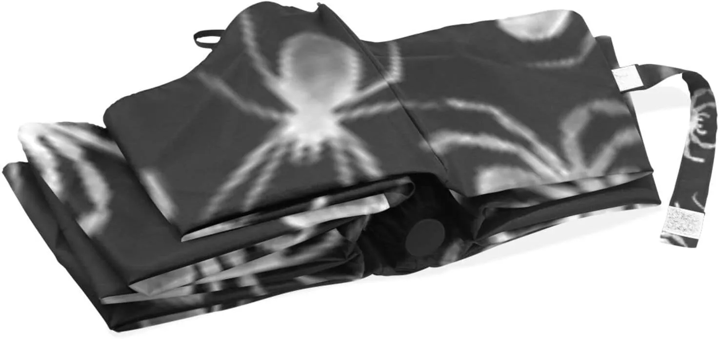 Poeticcity Travel Umbrella, Hand Open Close Windproof Waterproof Folding Umbrella, Black Tape Compact Canopy Strong Anti UV Ray Parasol