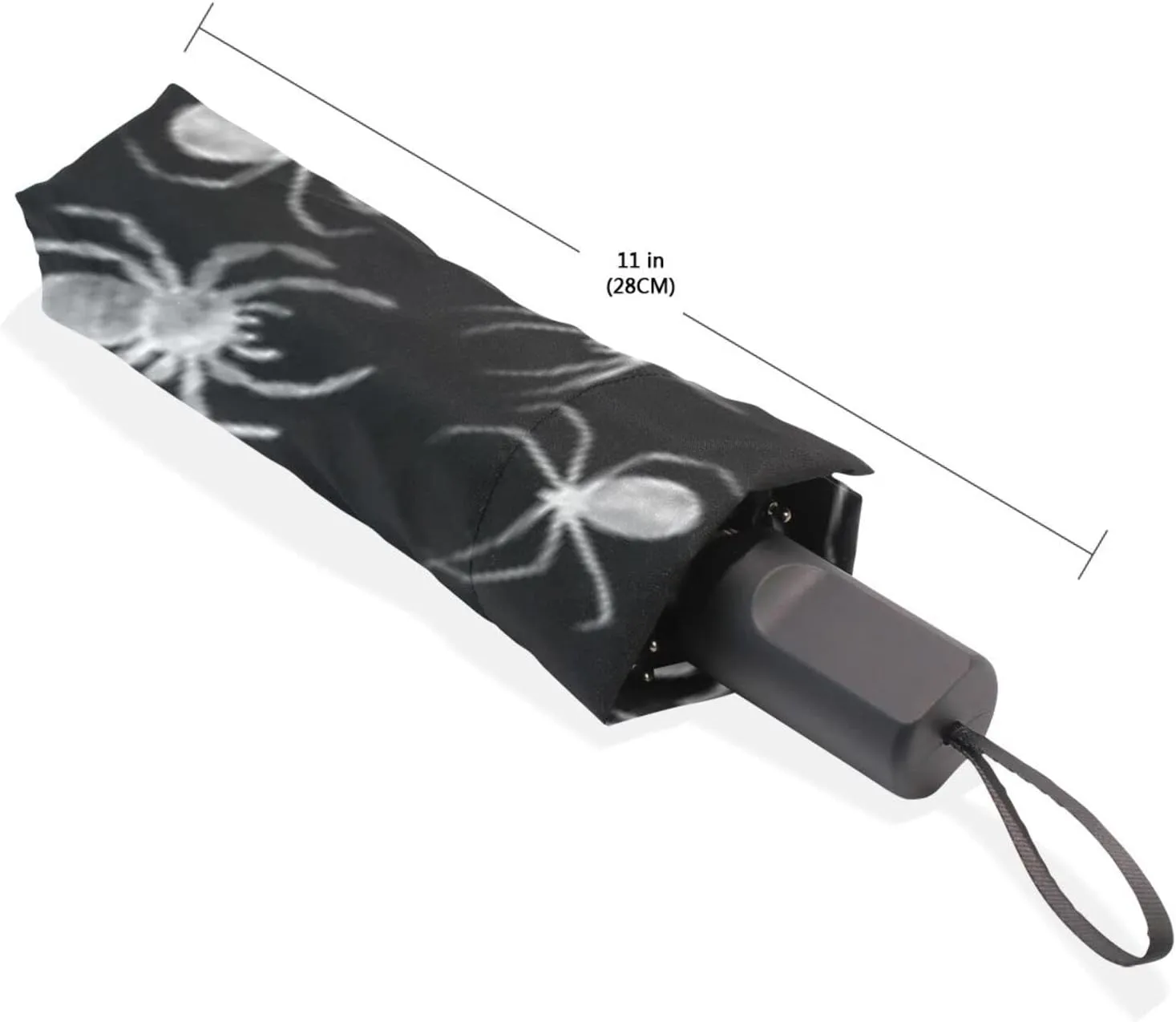 Poeticcity Travel Umbrella, Hand Open Close Windproof Waterproof Folding Umbrella, Black Tape Compact Canopy Strong Anti UV Ray Parasol