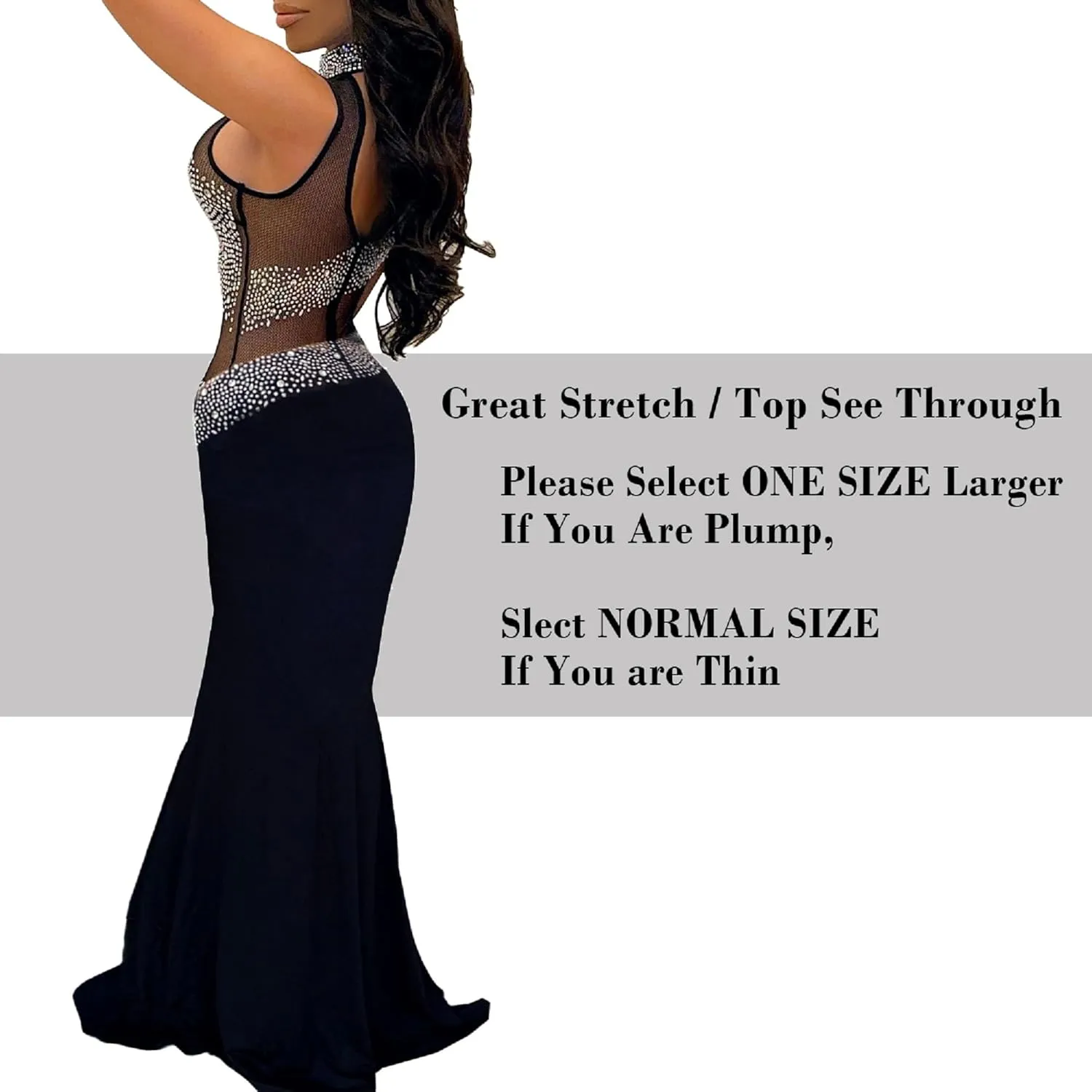 PORRCEY Women Sexy Elegant Rhinestone Mesh See Through Evening Dresses Party Club Night Clubwear