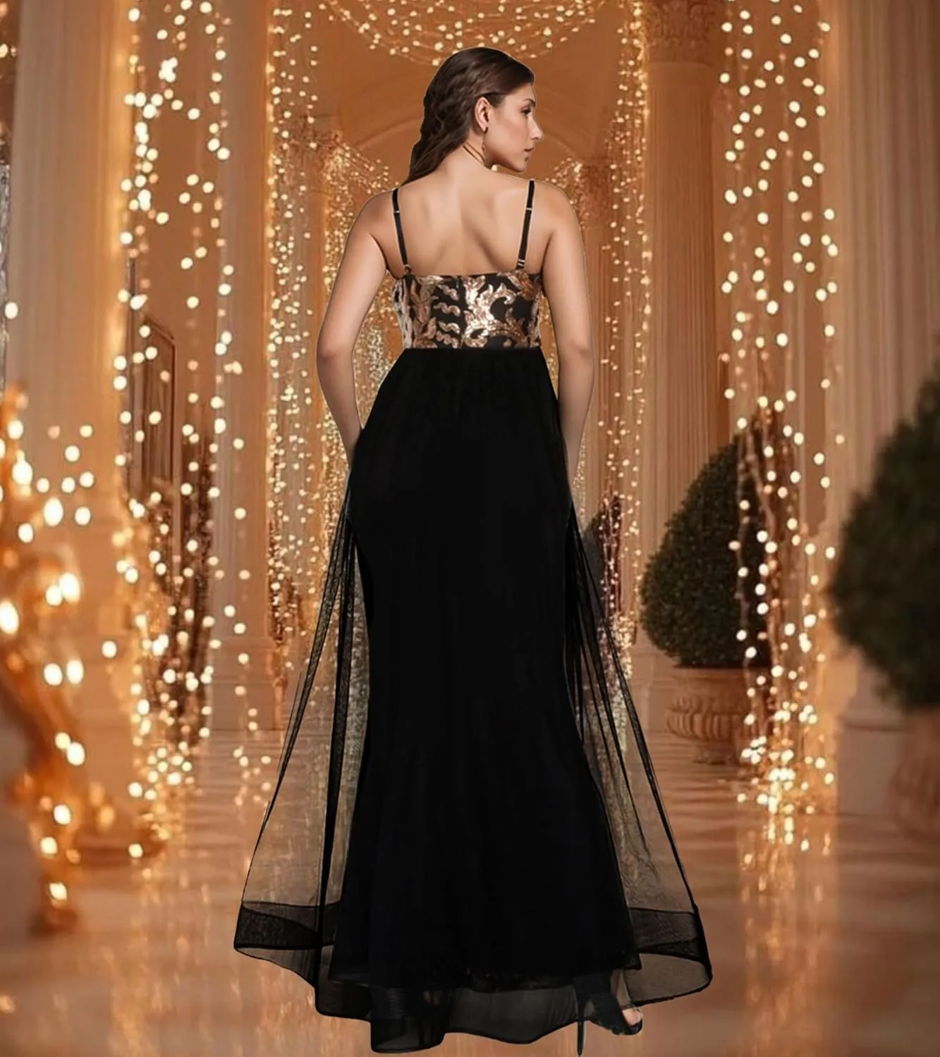 PORRCEY Women's Sexy Elegant Sparkly Sequins Evening Dress Party Club Night Outfits
