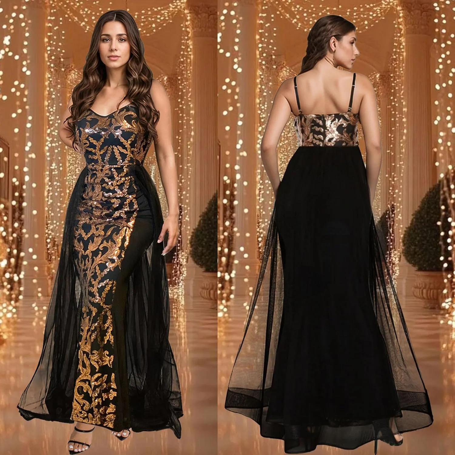 PORRCEY Women's Sexy Elegant Sparkly Sequins Evening Dress Party Club Night Outfits