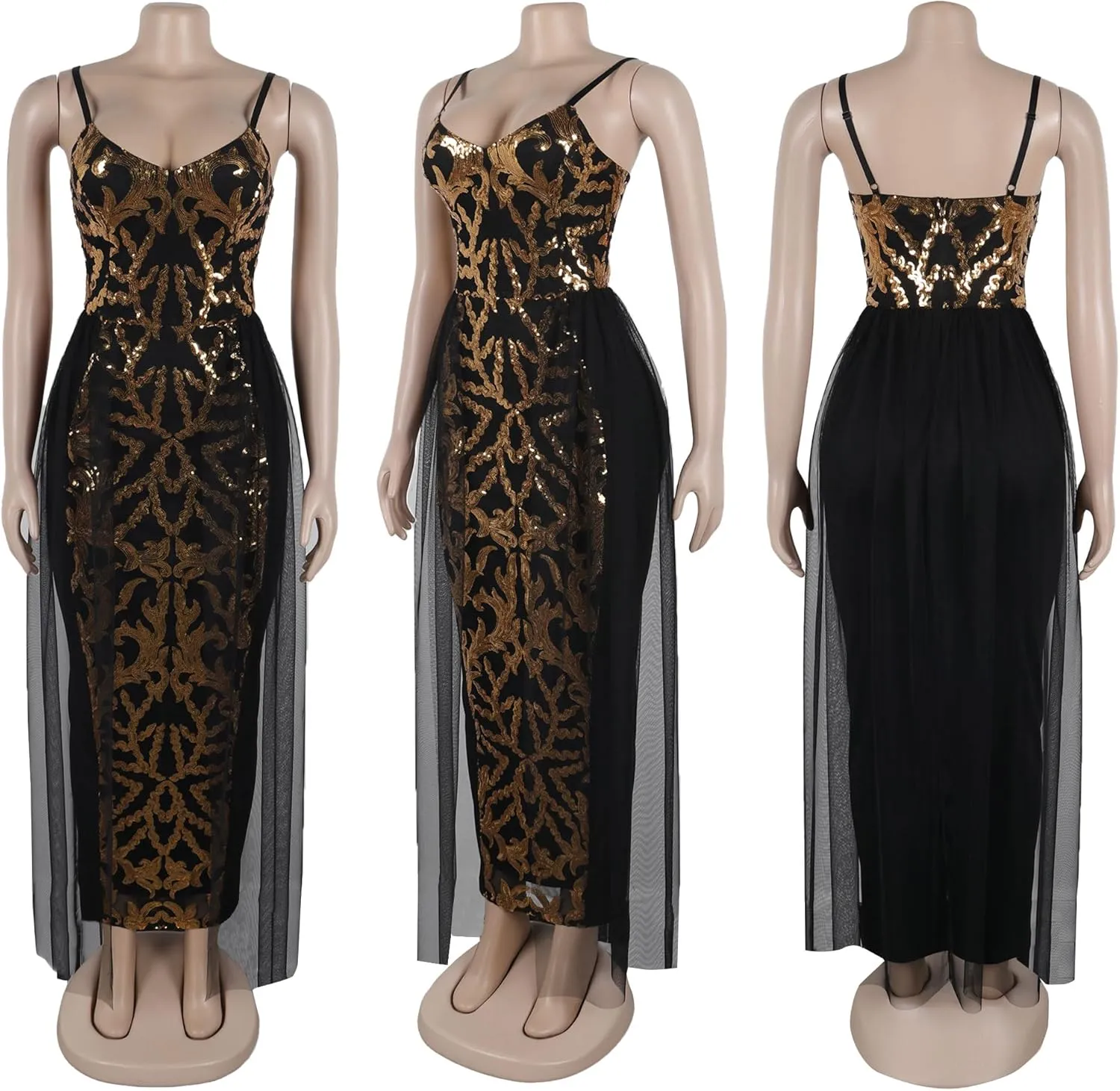 PORRCEY Women's Sexy Elegant Sparkly Sequins Evening Dress Party Club Night Outfits