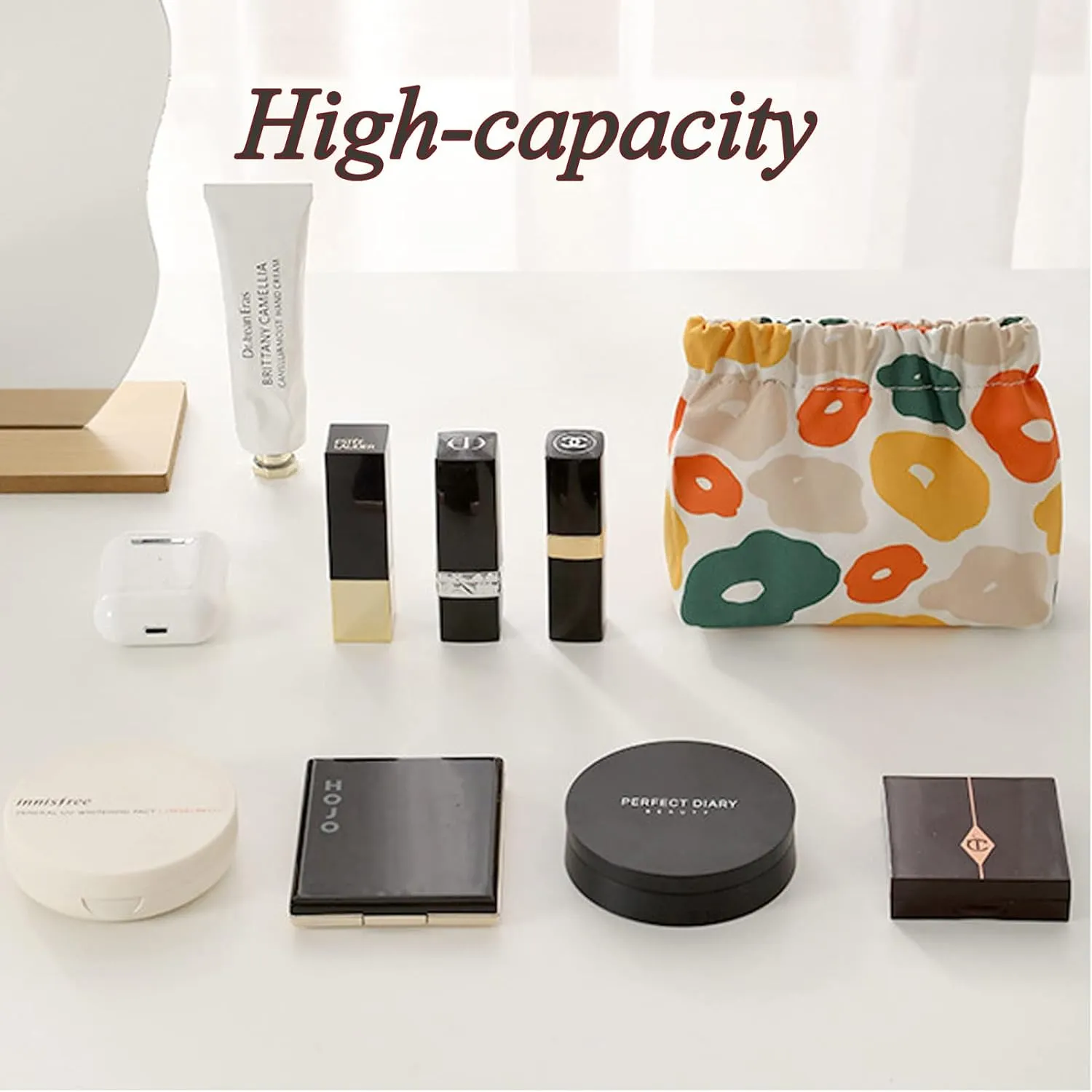 Portable Mini Storage Bag,Portable Mini Storage Bag For Purse,Personal Pocket Bag,Small Cosmetic Makeup Storage Bag,Portable Waterproof Squeeze Top Cosmetic Bag (5PCS)