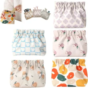 Portable Mini Storage Bag,Portable Mini Storage Bag For Purse,Personal Pocket Bag,Small Cosmetic Makeup Storage Bag,Portable Waterproof Squeeze Top Cosmetic Bag (5PCS)