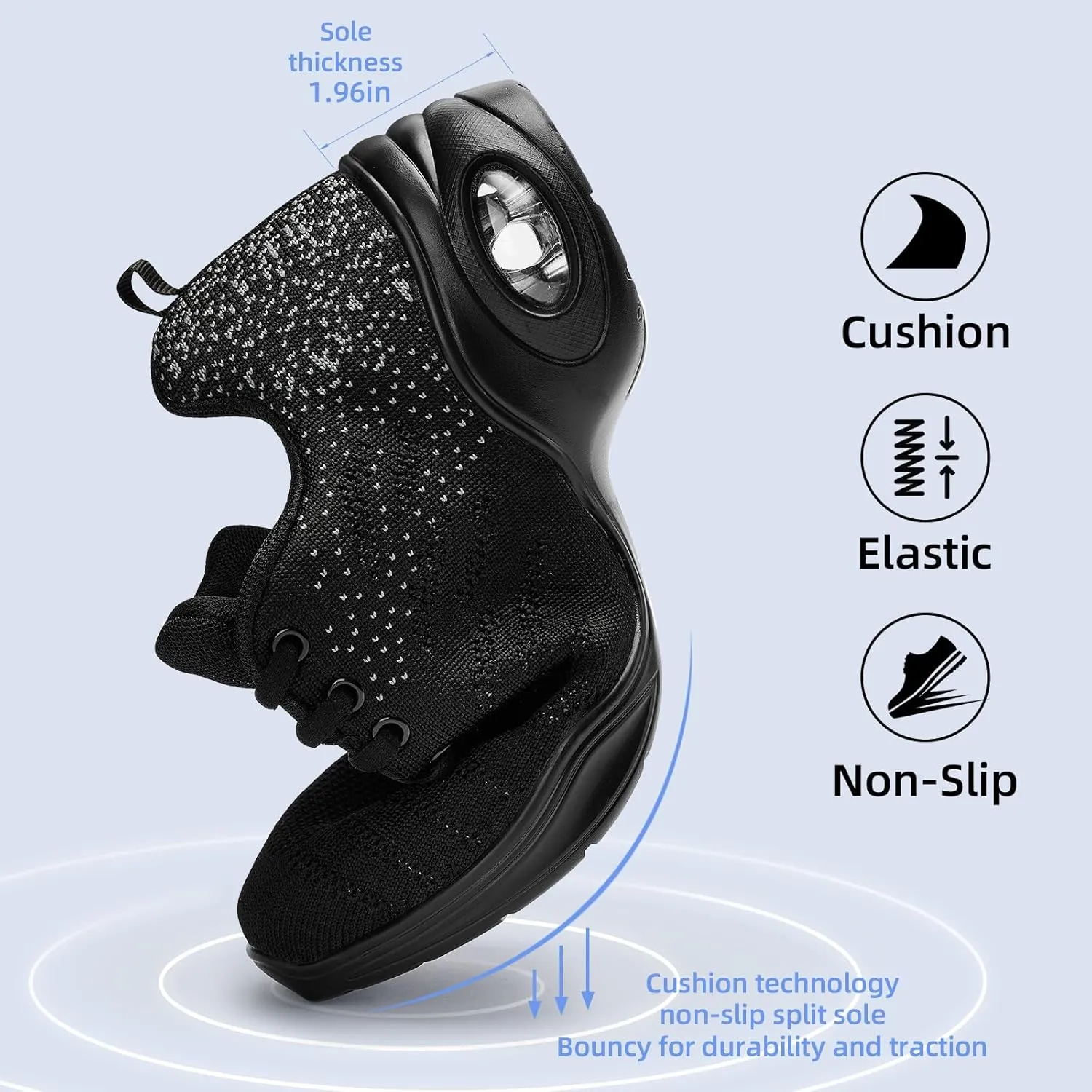 PPQ Women's Jazz Shoes Lace-up Sneakers Modern Dance Shoes Air Cushion Platform Walking Dance Shoes