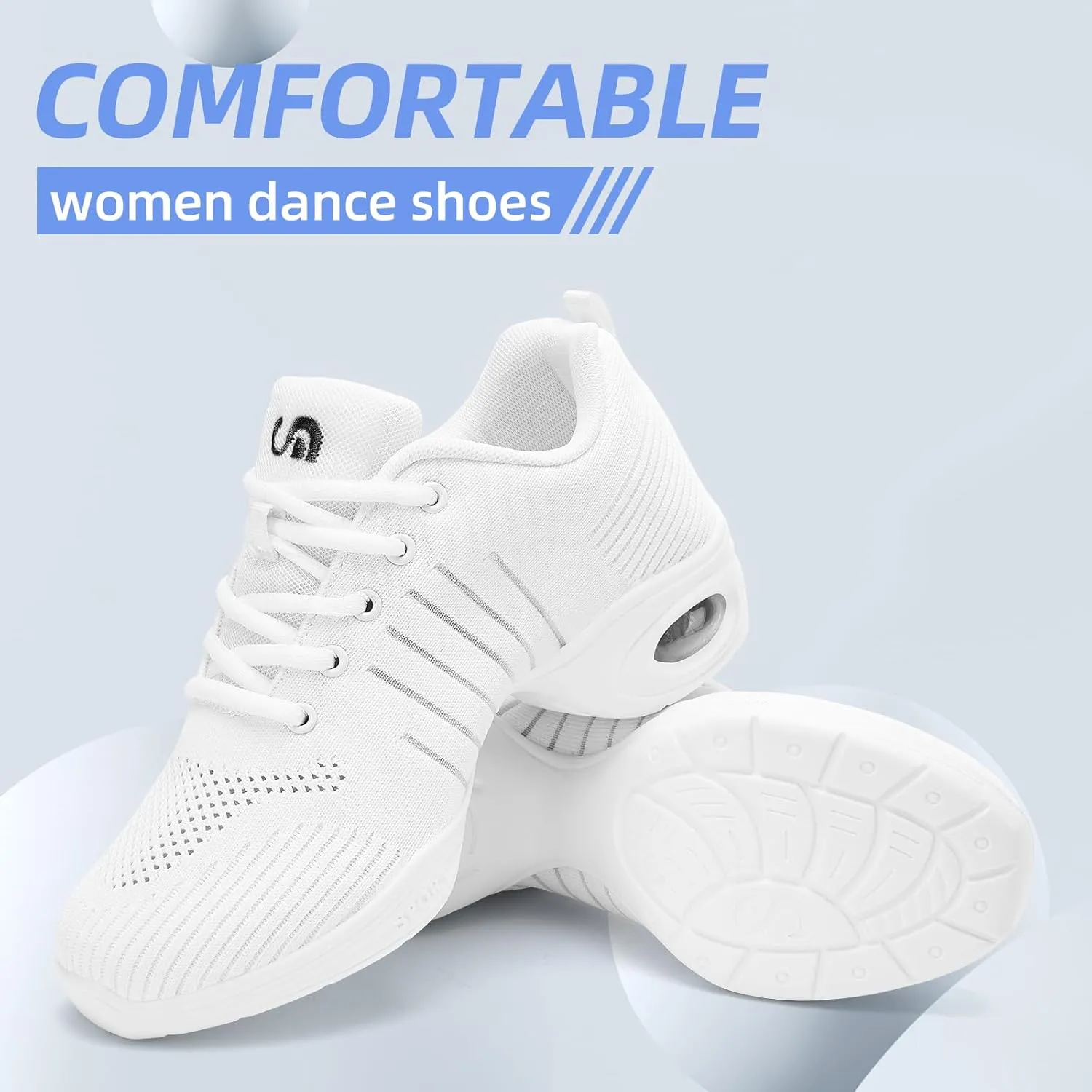 PPQ Women's Jazz Shoes Lace-up Sneakers Modern Dance Shoes Air Cushion Platform Walking Dance Shoes