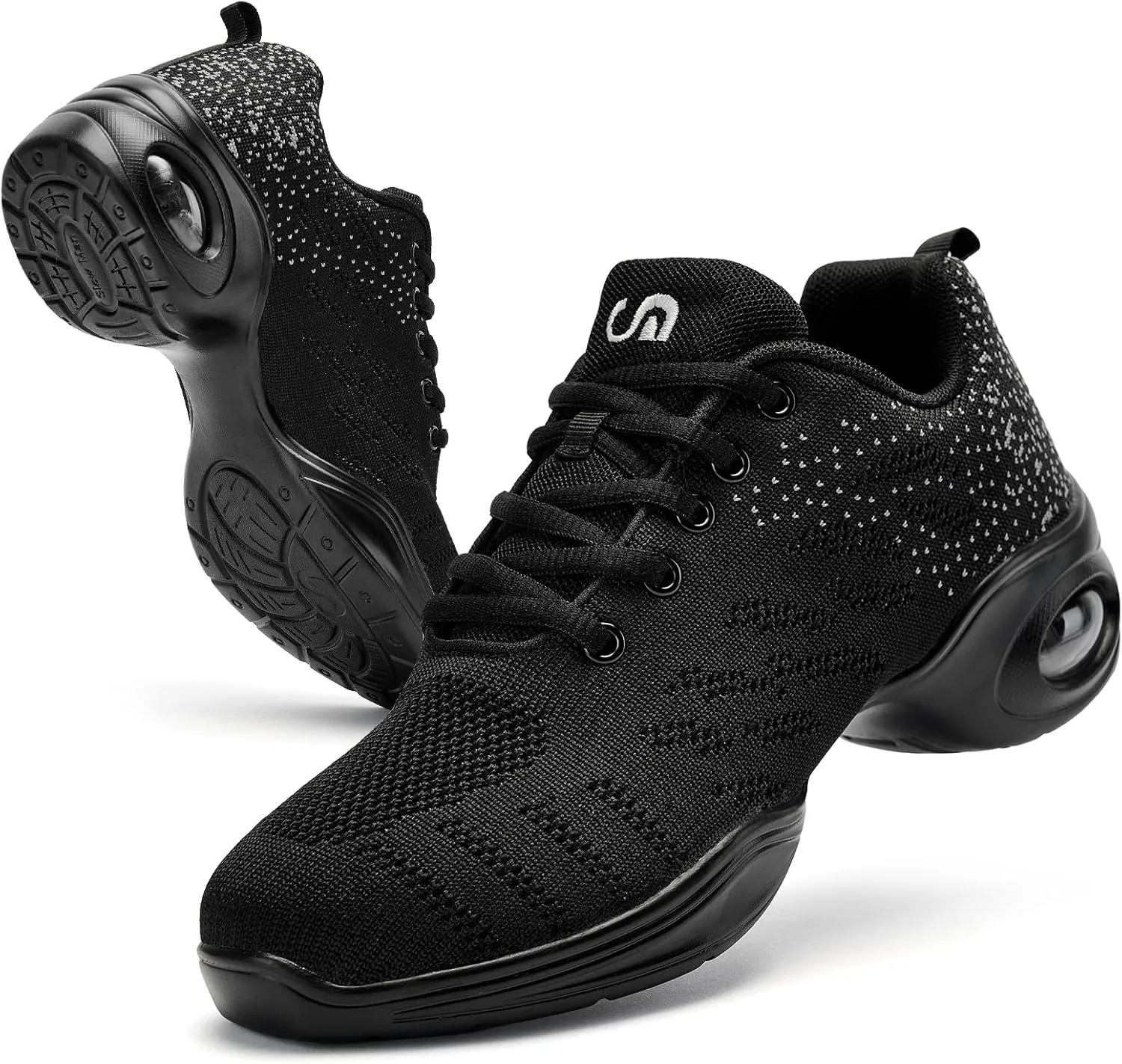 PPQ Women's Jazz Shoes Lace-up Sneakers Modern Dance Shoes Air Cushion Platform Walking Dance Shoes