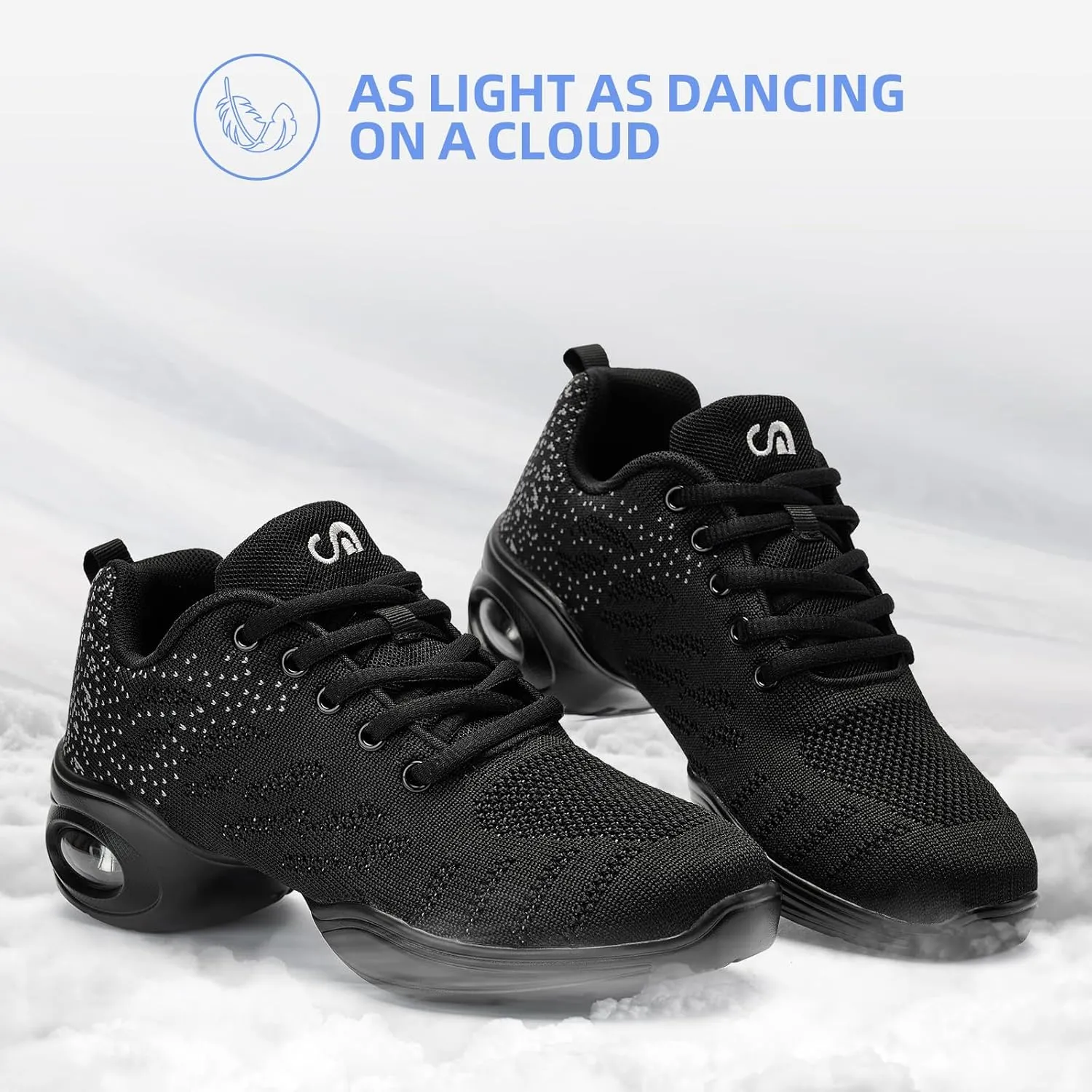 PPQ Women's Jazz Shoes Lace-up Sneakers Modern Dance Shoes Air Cushion Platform Walking Dance Shoes