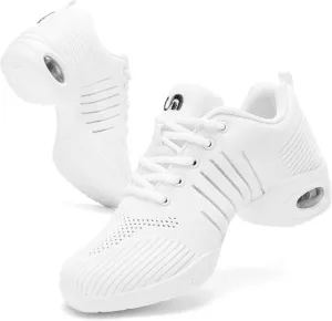 PPQ Women's Jazz Shoes Lace-up Sneakers Modern Dance Shoes Air Cushion Platform Walking Dance Shoes