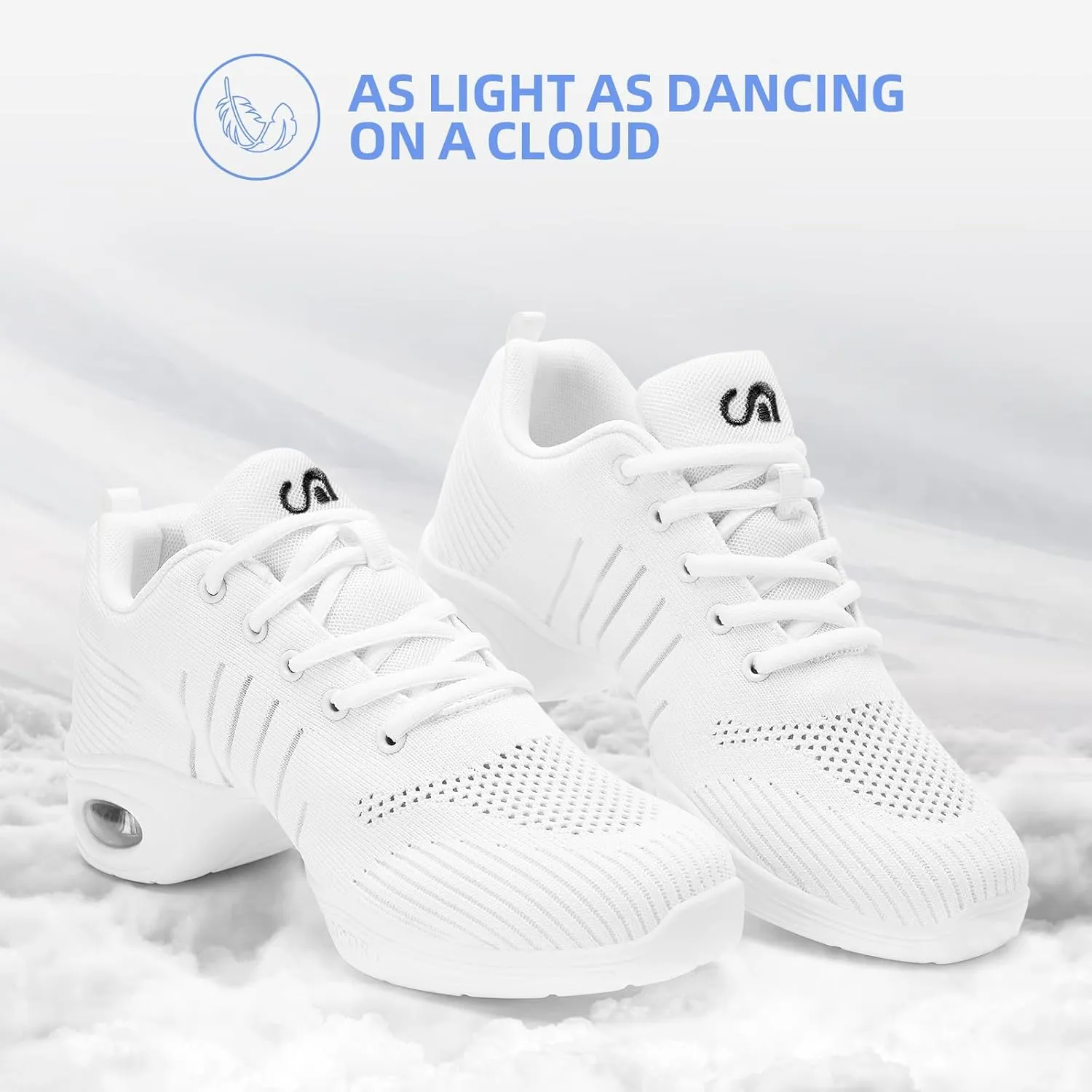 PPQ Women's Jazz Shoes Lace-up Sneakers Modern Dance Shoes Air Cushion Platform Walking Dance Shoes