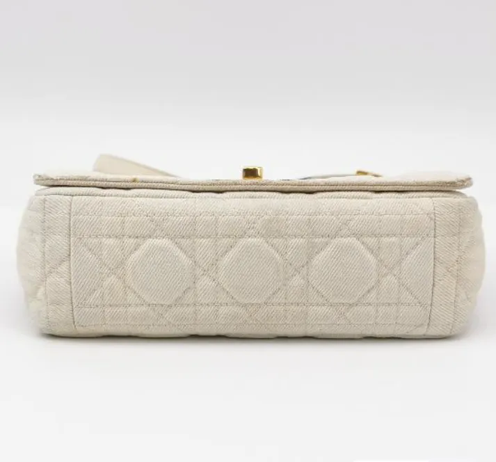 Preloved Dior Caro cannage canvas crossbody bag white 20cm*12cm*7cm 097840600327