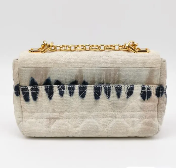 Preloved Dior Caro cannage canvas crossbody bag white 20cm*12cm*7cm 097840600327