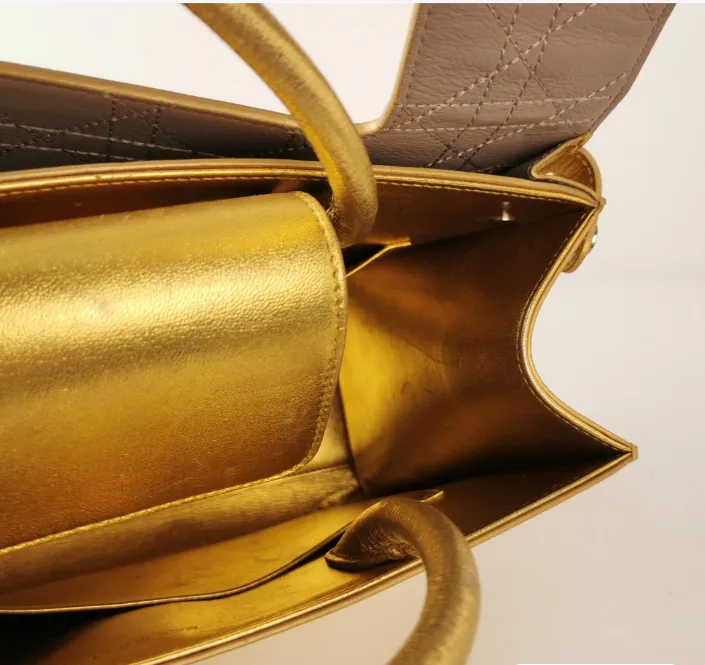 Preloved Dior Diorever Large bag cowhide golden color 30cm*21.5cm*13cm 2208187868530
