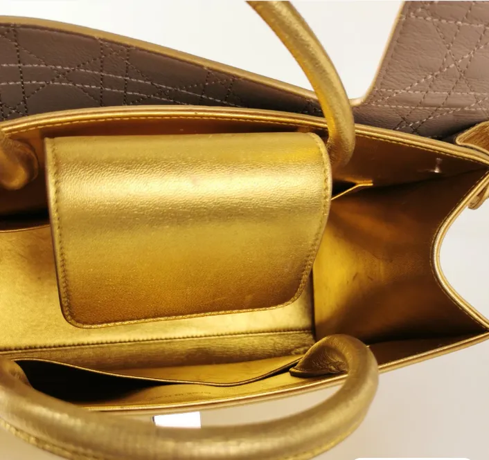 Preloved Dior Diorever Large bag cowhide golden color 30cm*21.5cm*13cm 2208187868530