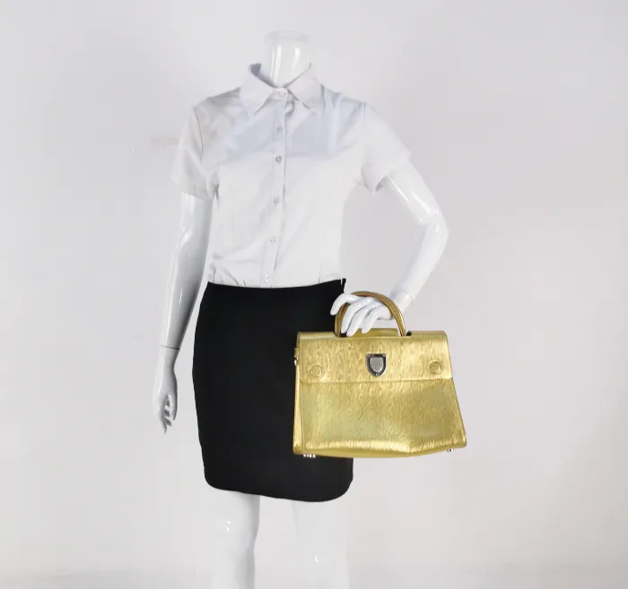 Preloved Dior Diorever Large bag cowhide golden color 30cm*21.5cm*13cm 2208187868530