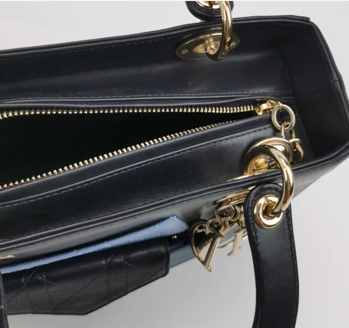Preloved Dior Lady Dior  two-way bag cowhide black 24cm*20cm*12cm 250408781139748