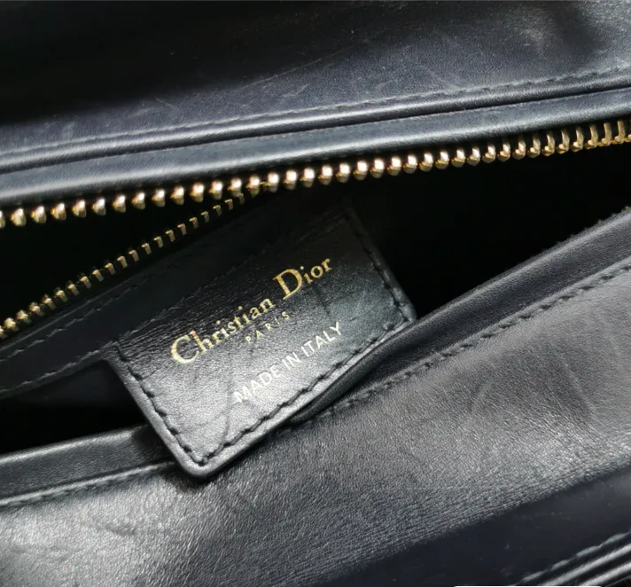 Preloved Dior Lady Dior  two-way bag cowhide black 24cm*20cm*12cm 250408781139748
