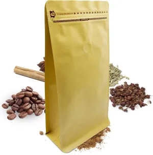 Premium Kraft Coffee Bags with One-Way Degassing Valve - 100 Pack, 16oz | Eco-Friendly & Strong Sealable Pouches for Optimal Freshness | Ideal for Coffee, Tea, Snacks & More