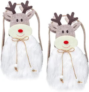 PRETYZOOM 2Pcs Bag Festive Xmas Present Pouch with Handle for Treats Party Favors and Holiday Snacks Candy