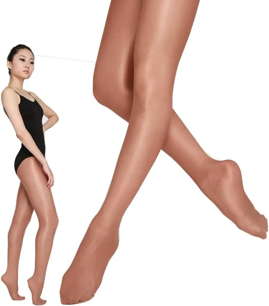 Professional Quality Shimmer Toast Light Toast Full foot Tights for Dance Kids Women's Ultra Shimmery Footed Tights