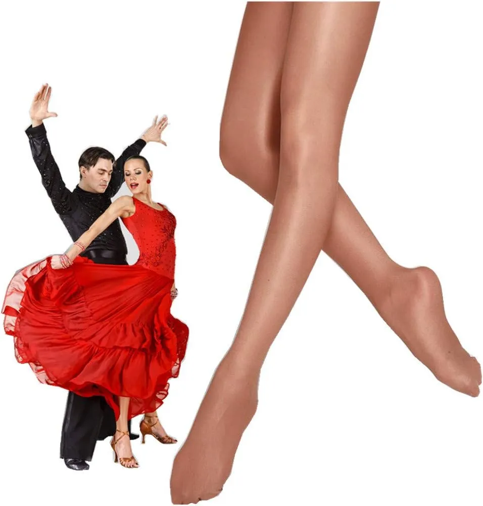 Professional Quality Shimmer Toast Light Toast Full foot Tights for Dance Kids Women's Ultra Shimmery Footed Tights