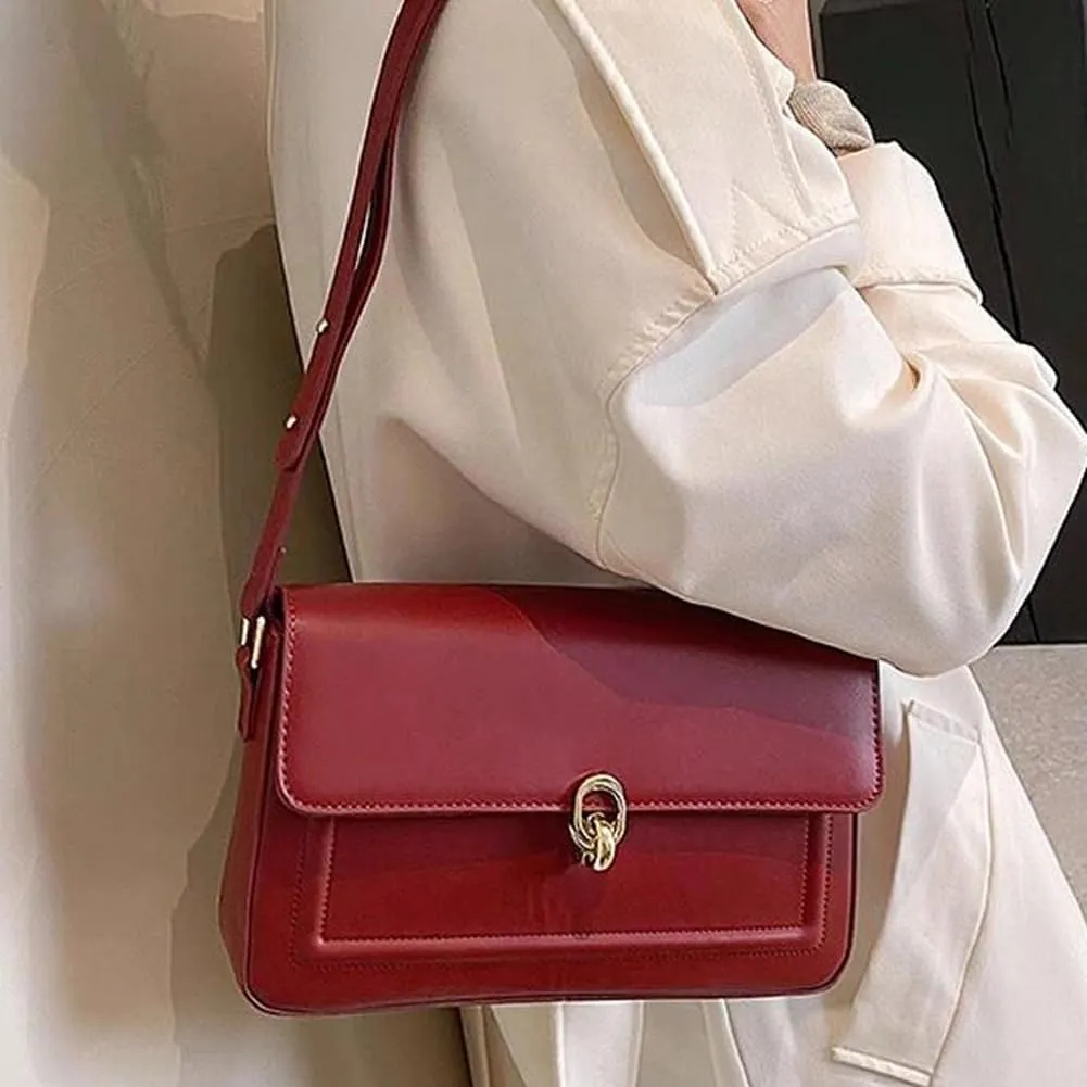 PU Leather Flap Shoulder Bag Trendy Armpit Hobo Bag Satchel Bag Fall Winter Purse Women Vintage Tote Bag