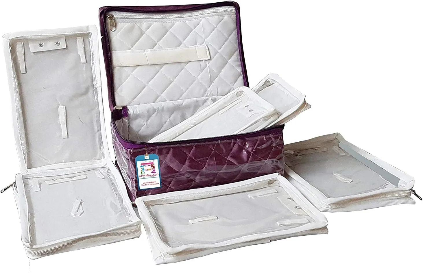 Purple Travel Jewelry Earring Box Organizer Case Bag Storage Box Holder for Rings Necklaces Bracelets Earrings Chains Watches for Women