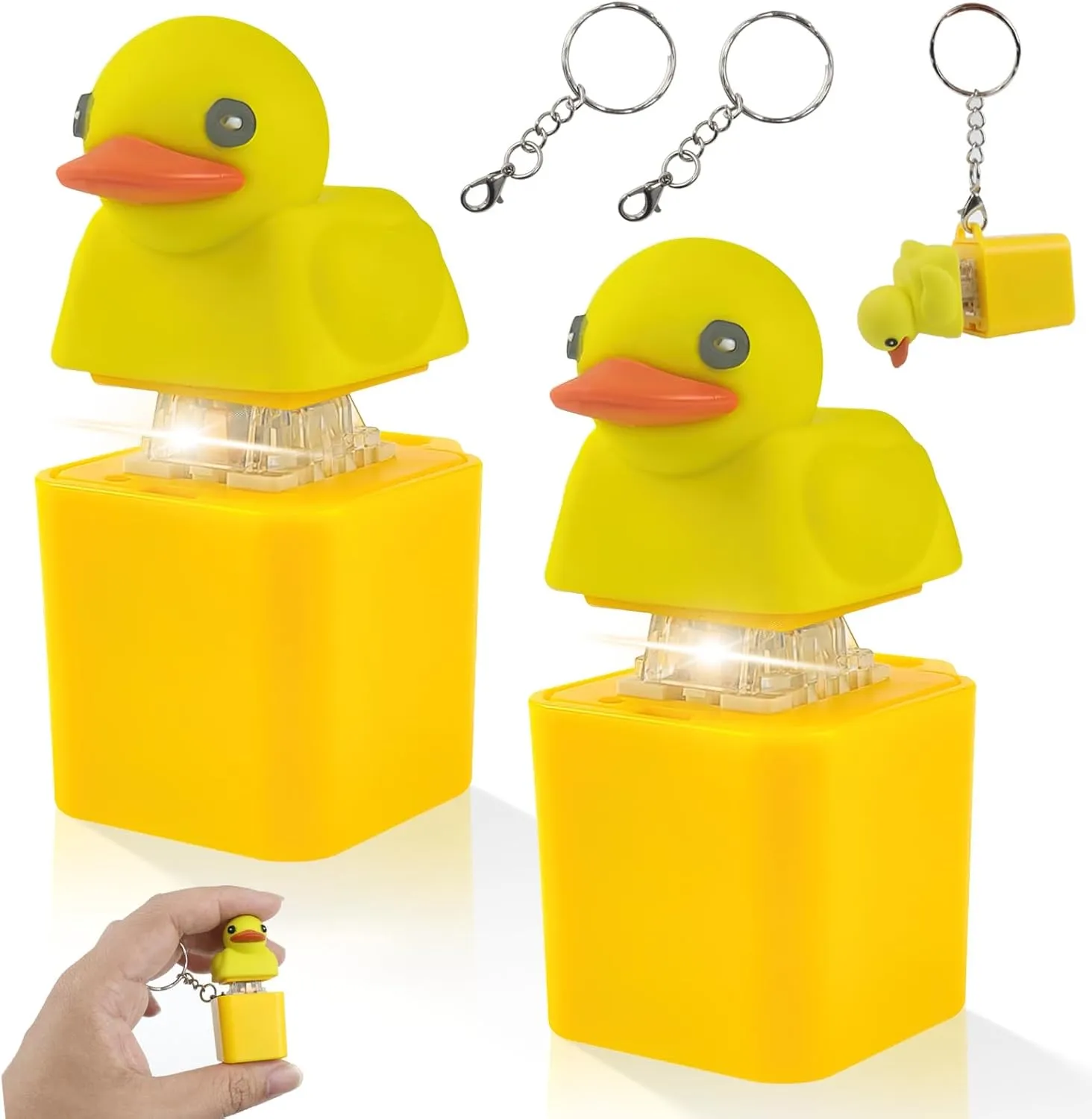 Quacking Duck Keyboard Keychain, Ducky Caps Keychains Squeaky, Clicker Sensory Keychains, Finger Fidget Clicker with Light & Sound, Ducky Caps Keychain for Men Women's Handbags, Purses & Backpacks