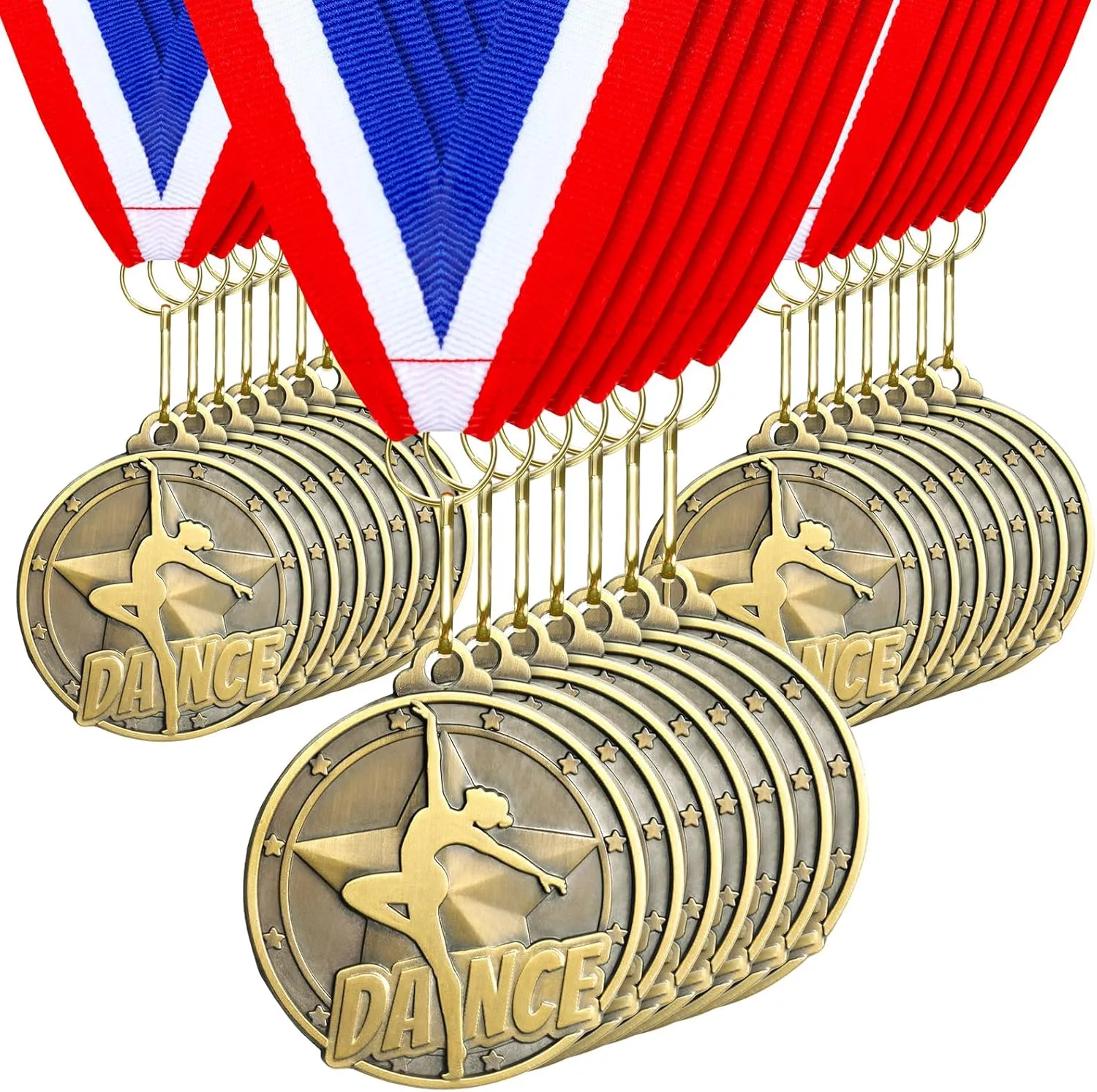 Quelay 30 Pcs 2'' Award Medals Bulk Gold Winner Medals with Neck Ribbons Metal Trophy Award Prize Gift for Tournaments, Competitions, Party, Kids and Adults