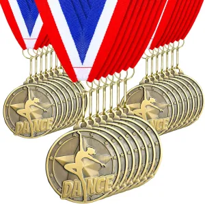 Quelay 30 Pcs 2'' Award Medals Bulk Gold Winner Medals with Neck Ribbons Metal Trophy Award Prize Gift for Tournaments, Competitions, Party, Kids and Adults