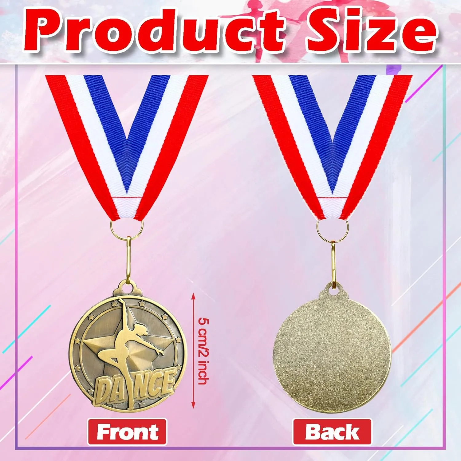 Quelay 30 Pcs 2'' Award Medals Bulk Gold Winner Medals with Neck Ribbons Metal Trophy Award Prize Gift for Tournaments, Competitions, Party, Kids and Adults