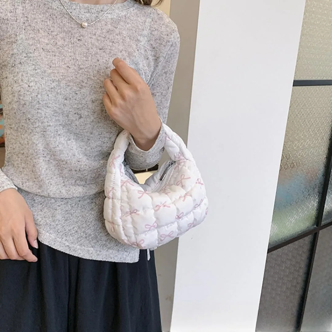 Quilted Puffer Tote Bag Mini Handbag Puffer Puff Bag Puffy Nylon Bag Lightweight Carryall Bag Puffy Purses for Women