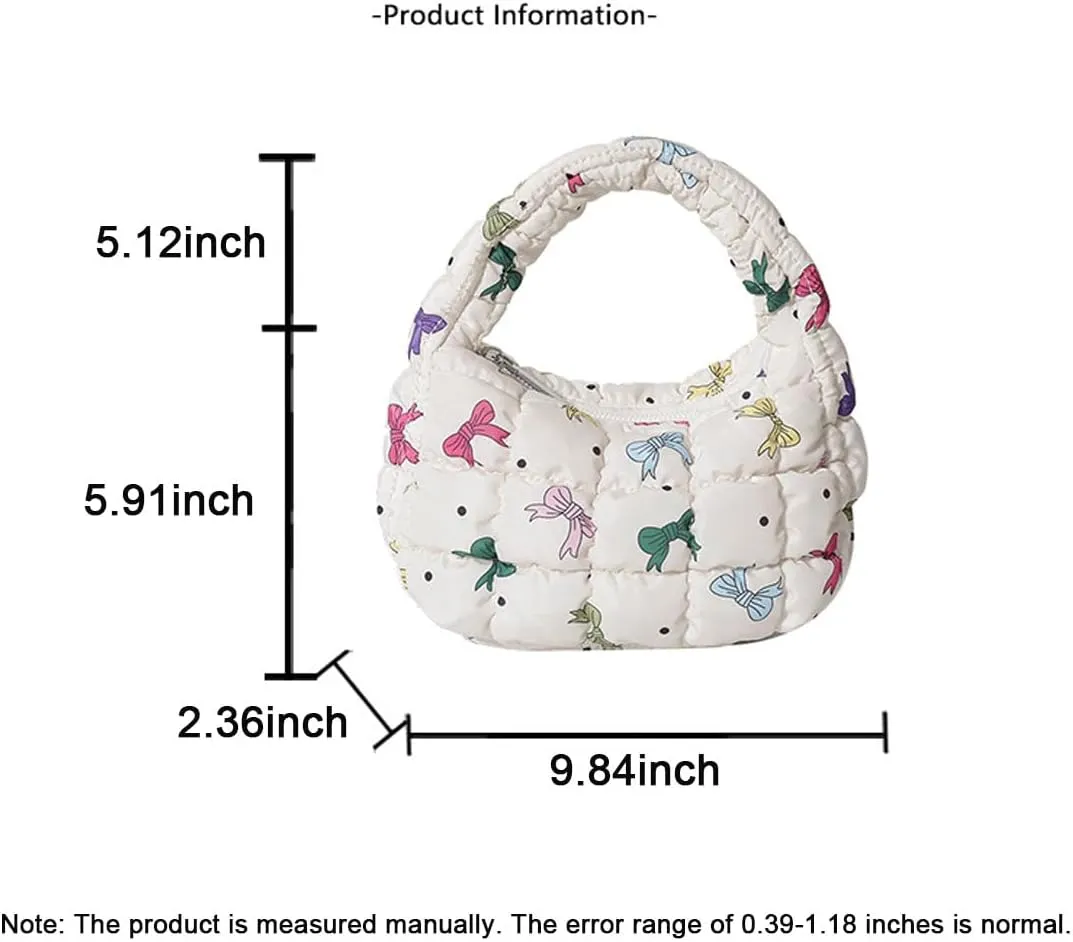 Quilted Puffer Tote Bag Mini Handbag Puffer Puff Bag Puffy Nylon Bag Lightweight Carryall Bag Puffy Purses for Women