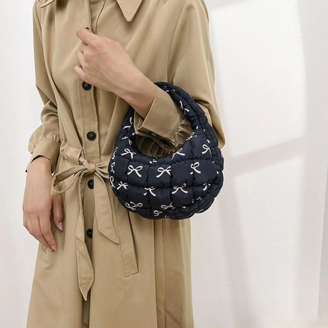 Quilted Puffer Tote Bag Mini Handbag Puffer Puff Bag Puffy Nylon Bag Lightweight Carryall Bag Puffy Purses for Women