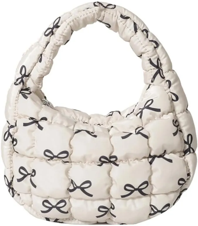 Quilted Puffer Tote Bag Mini Handbag Puffer Puff Bag Puffy Nylon Bag Lightweight Carryall Bag Puffy Purses for Women