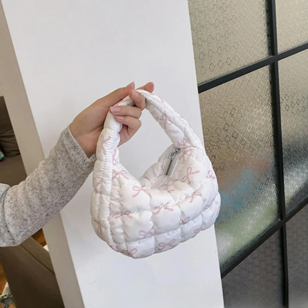 Quilted Puffer Tote Bag Mini Handbag Puffer Puff Bag Puffy Nylon Bag Lightweight Carryall Bag Puffy Purses for Women